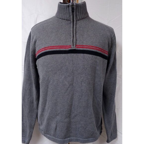 Eddie Bauer Mens Large Grey 1/4 Zip Tight Knit Pullover Heavyweight Sweater - Picture 1 of 14